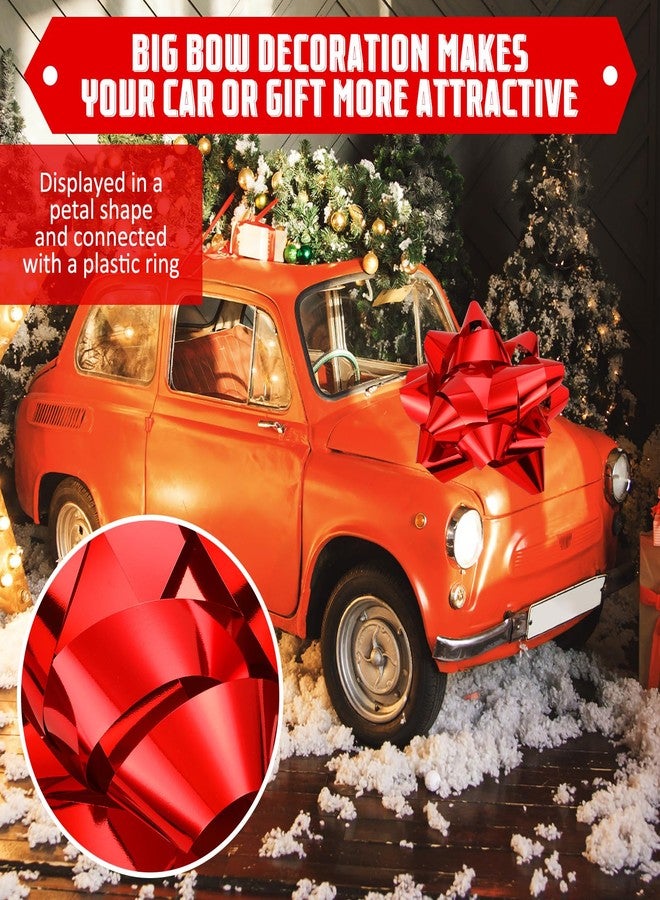 Knitgrip 16 Inch Big Red Bow Giant Valentine Gift Large Car Bow Pre-Assembled for Present Wrapping Holiday Decoration Huge Car Metallic Decoration for Bike House Tree Basket Door Party Birthday - Image 5
